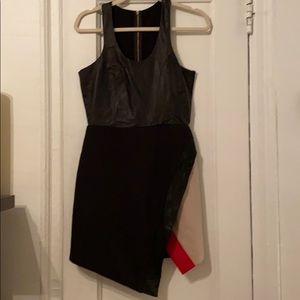 Holiday Cocktail Dress w/ Leather Bodice